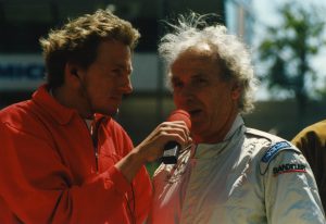  70 Jahre Nürburgring am 30. Mai 1997: Carsten Krome (li.) mit Dieter Glemser, einer Legende zu Zeiten der Deutschen Automobil-Rennsportmeisterschaft auf Zakspeed-Ford Escort BDA; Archivbild: Rena Krome