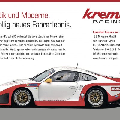 Klassik und Moderne: Der neue Kremer-Porsche KR verbindet 2016 die unvergänglichen Formen einer Rennlegende mit den technischen Möglichkeiten, die ein 911 GT3 Cup der Generationen 996 und 997 heute bietet – die perfekte Symbiose aus Fahrbarkeit, ökonomisch sinnvollen Wartungsintervallen und überragender Aerodynamik.