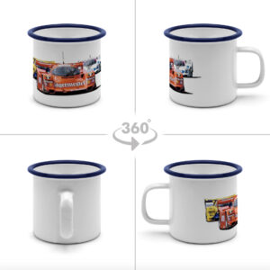 #GoGetTheCup - Vintage - Outdoor - Rennstreckentasse - Emaille - 300 ml - Motiv - Brun Porsche 962C 006BM - Diepholz - 1989