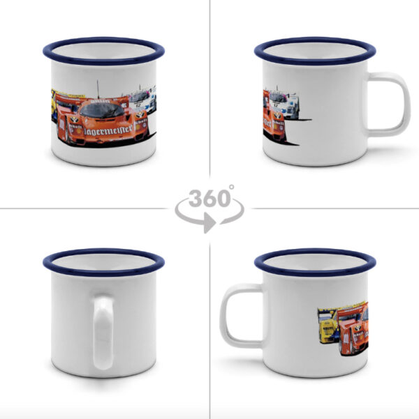 #GoGetTheCup - Vintage - Outdoor - Rennstreckentasse - Emaille - 300 ml - Motiv - Brun Porsche 962C 006BM - Diepholz - 1989