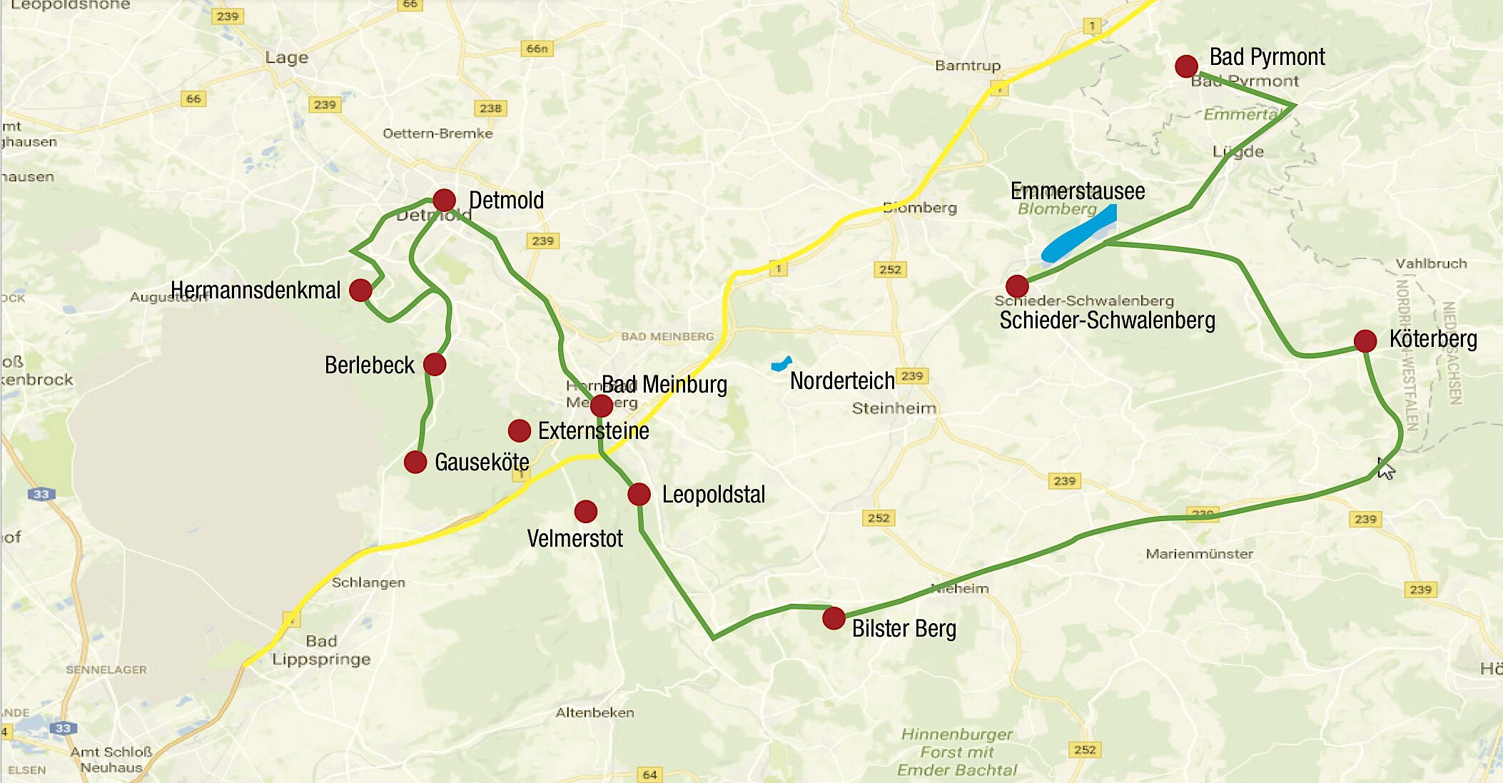 Land-des-Hermann-Roadtrip-Teutoburger-Wald-Straßenkarte